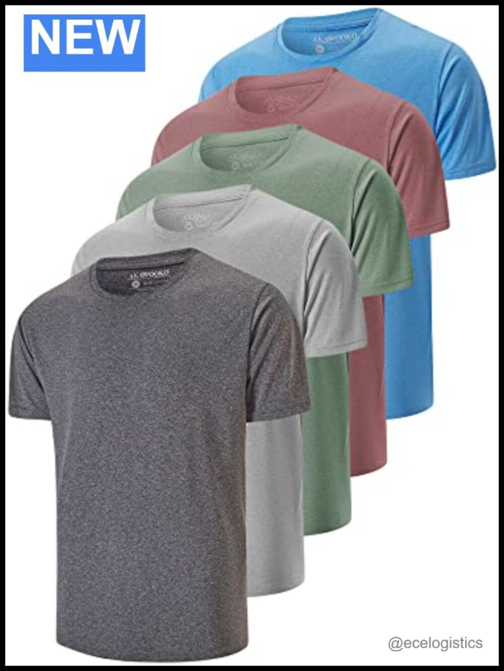 5 Pack Dry Fit Athletic Short Sleeve T-Shirts for Men